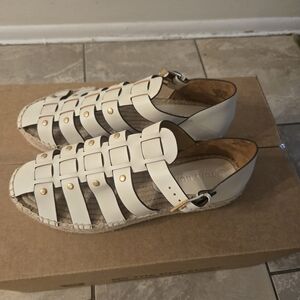 Tory Burch White Espadrille Shoes with Leather Straps